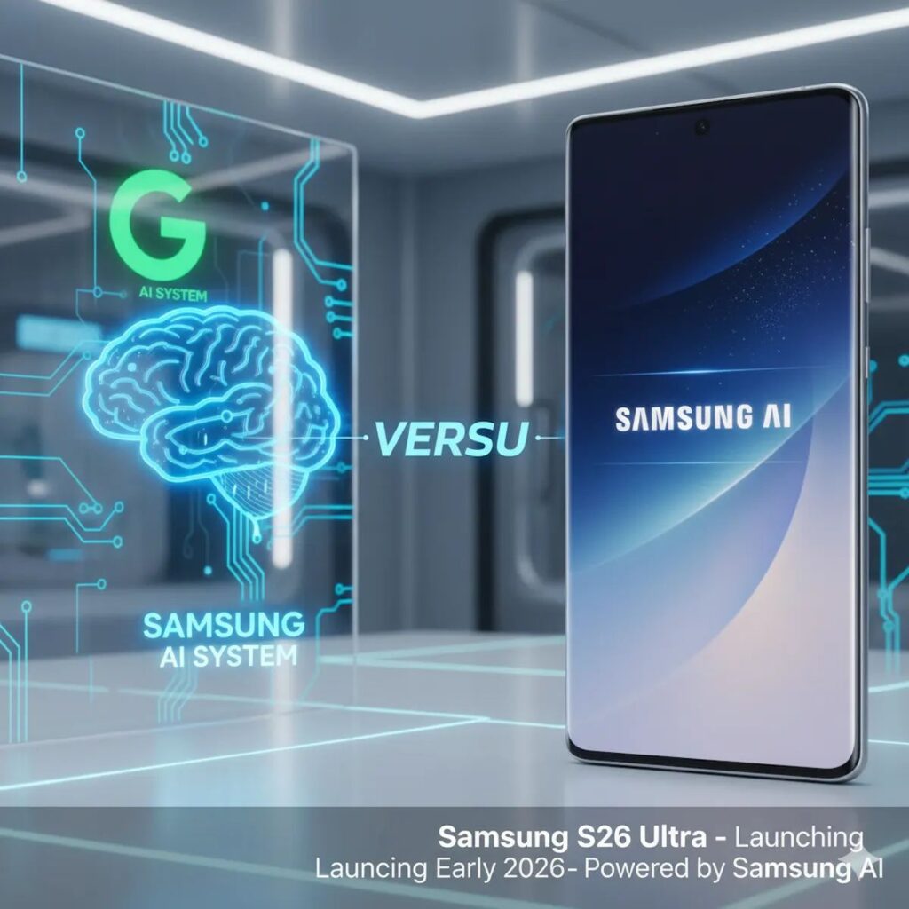 Samsung Galaxy S26 Ultra render illustrating Samsung’s independent AI ecosystem