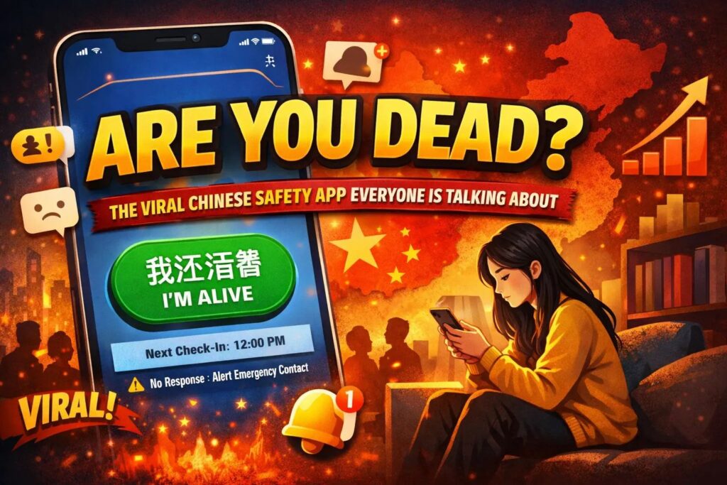 Are You Dead app China showing curiosity and suspense about the viral safety application