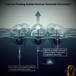 Floating devices on the ocean surface generating clean energy from waves