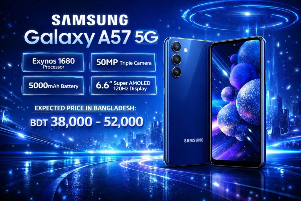 Samsung Galaxy A57 5G back camera design with price in Bangladesh
