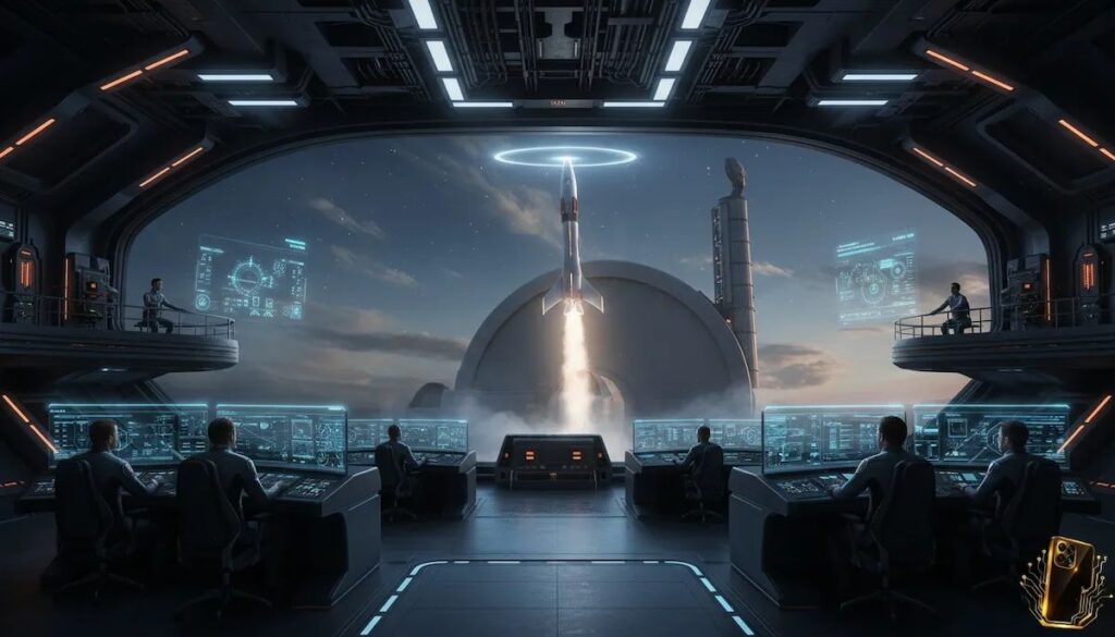 SpinLaunch machine launching rocket into space