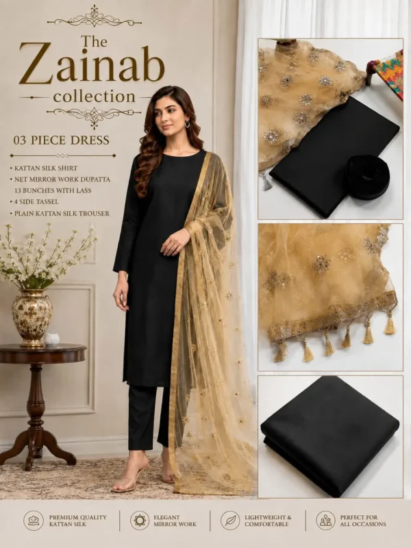 party dress 3Pcs Unstitched Plain Suit katan shirt & trouser 3085 2 mz3085200043tezbcn 764357001 product 1.webp