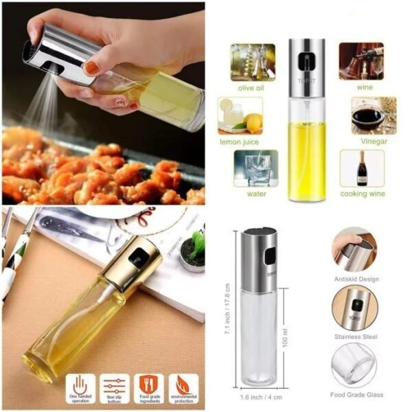 Oil Spray Bottle Stainless Steel Clear Glass mz54000012khist media 4