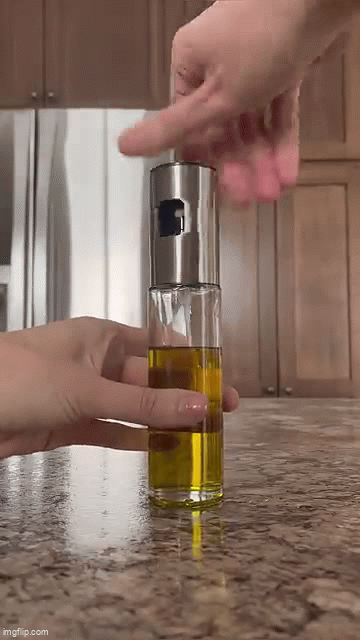 Oil Spray Bottle Stainless Steel Clear Glass b26u6a